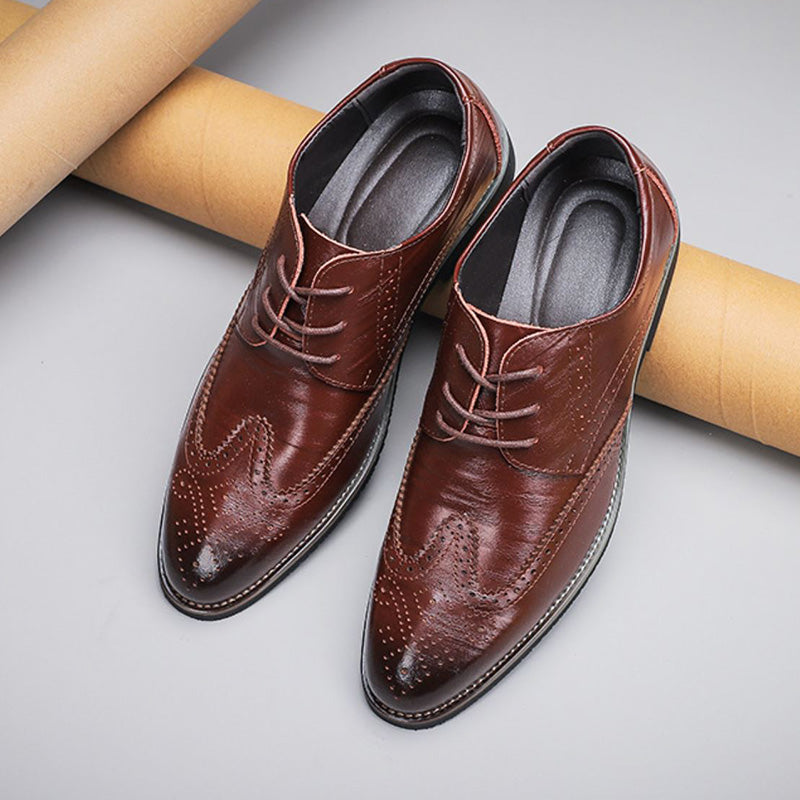 Men's Wingtip Brogues – Two Tone Leather Look Derby Shoes
