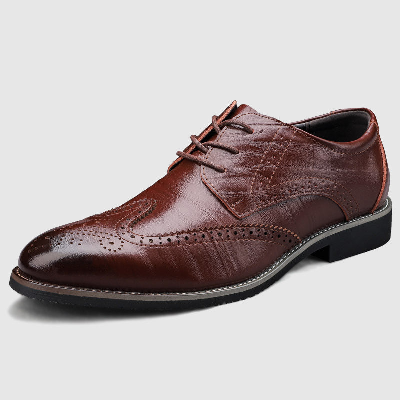Men's Wingtip Brogues – Two Tone Leather Look Derby Shoes