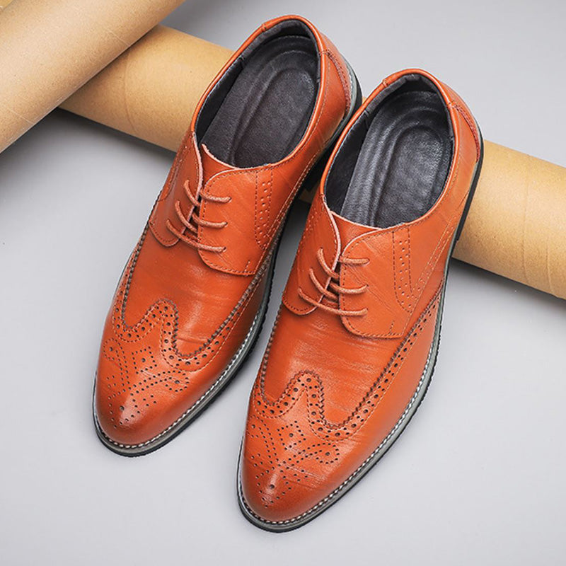 Men's Wingtip Brogues – Two Tone Leather Look Derby Shoes