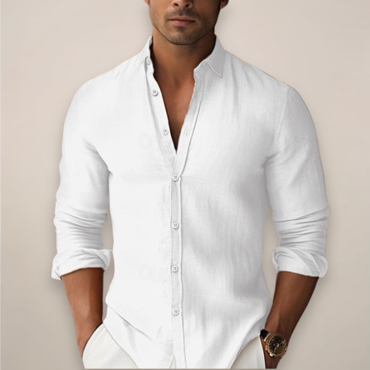 Men's Band Collar Shirt – Long Sleeve Grandad Collar Shirt