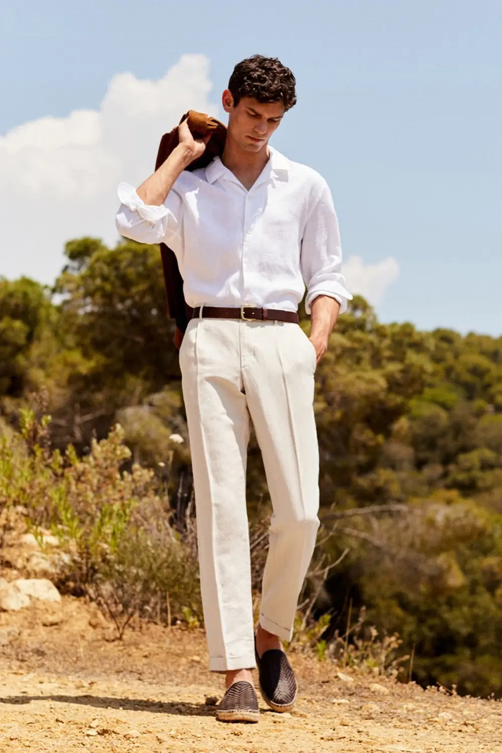 Men's Linen Blend Shirt – Long Sleeve Relaxed Button Up Shirt