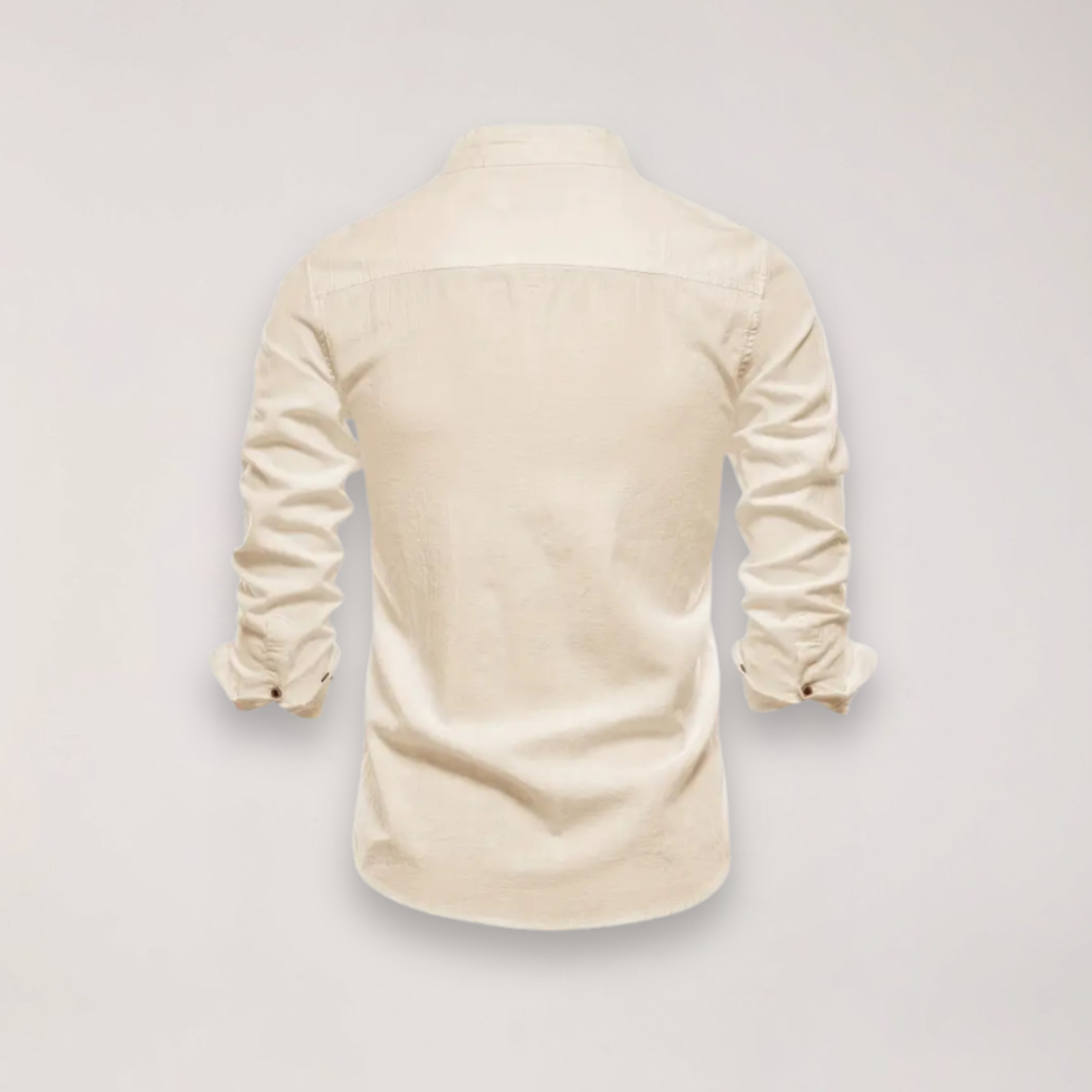 Men's Stand Collar Shirt – Long Sleeve Mandarin Collar Shirt