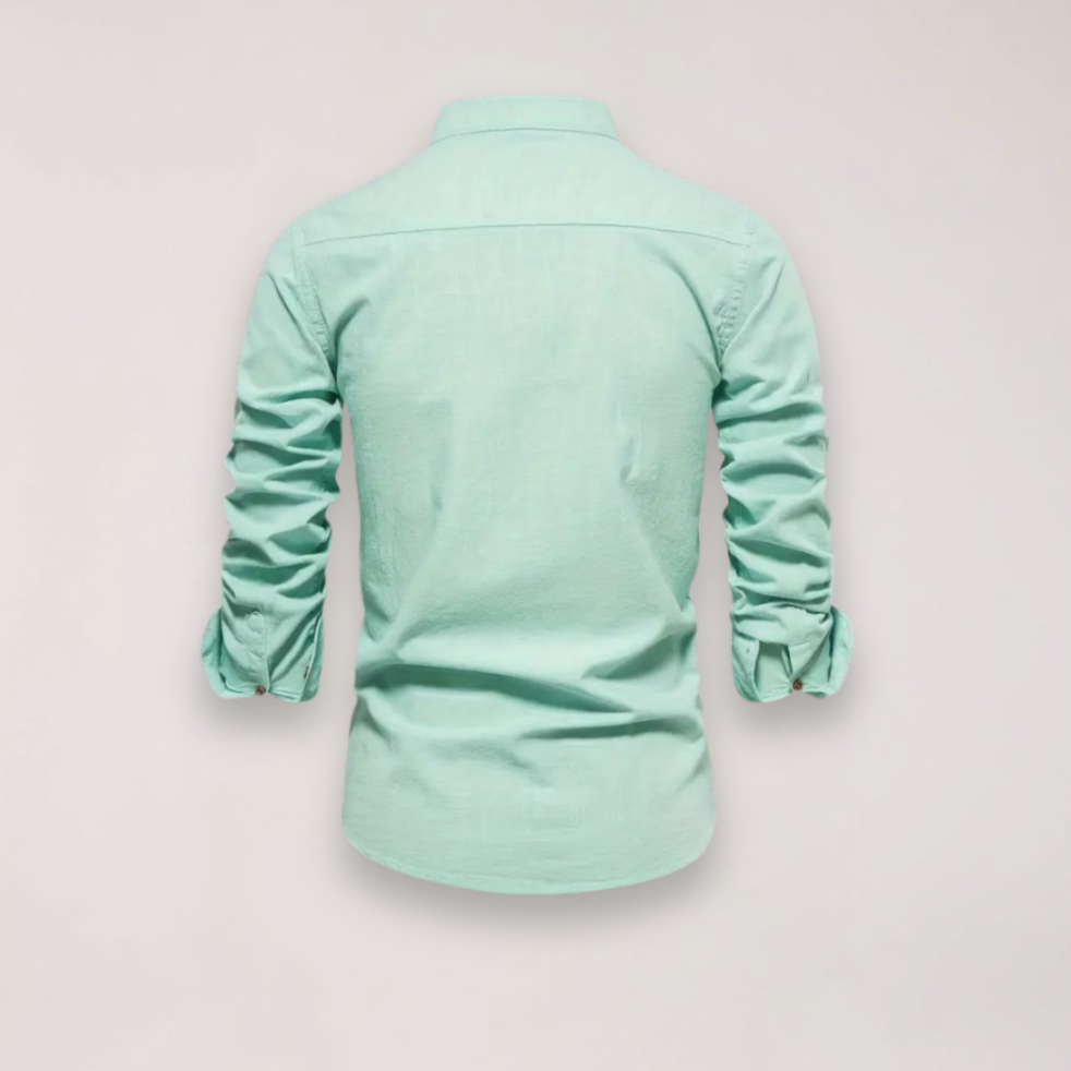 Men's Stand Collar Shirt – Long Sleeve Mandarin Collar Shirt