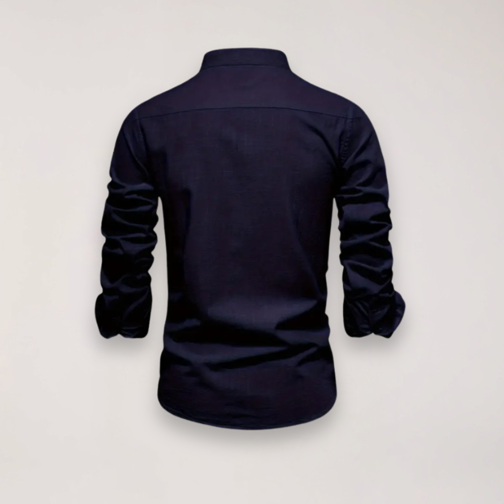 Men's Stand Collar Shirt – Long Sleeve Mandarin Collar Shirt