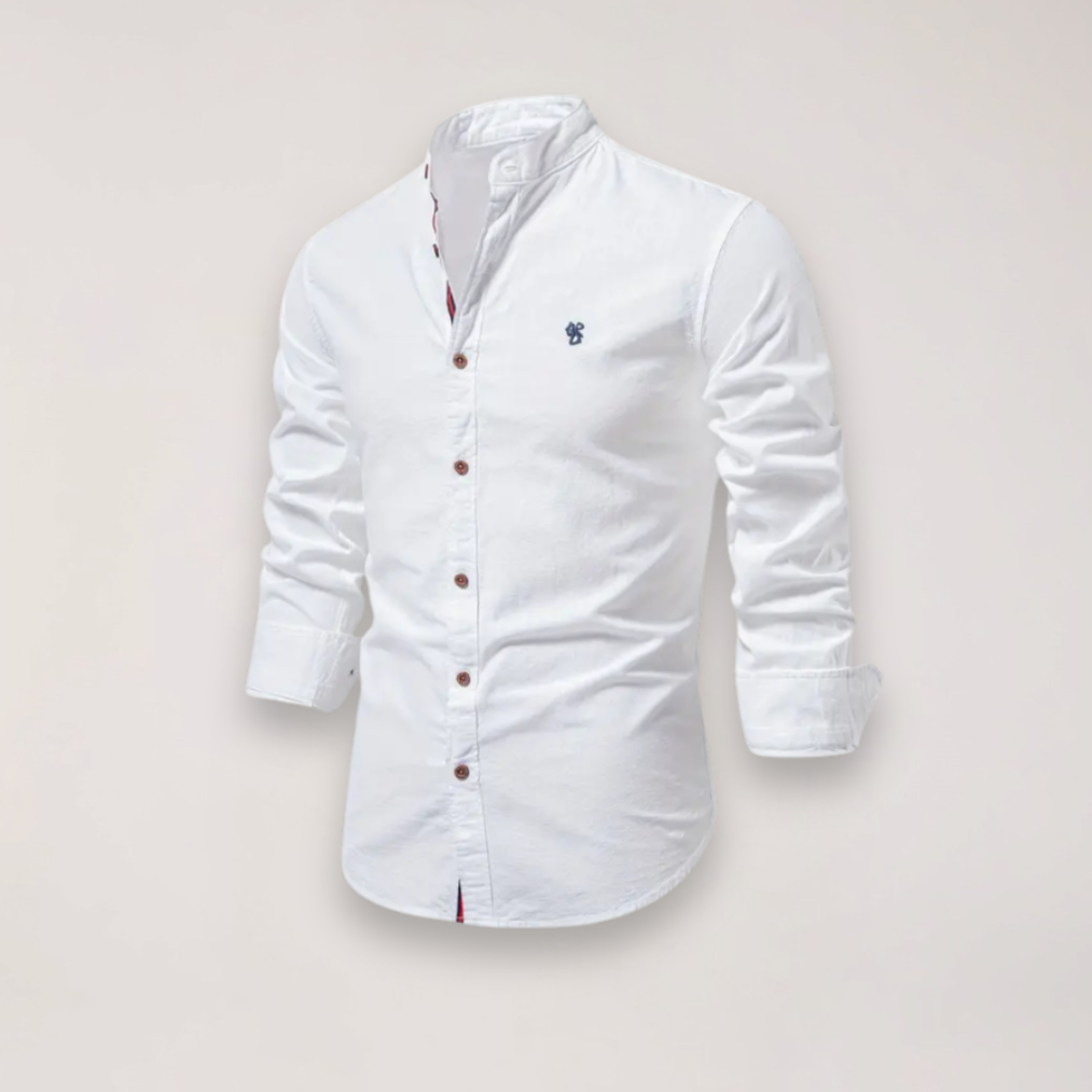 Men's Stand Collar Shirt – Long Sleeve Mandarin Collar Shirt