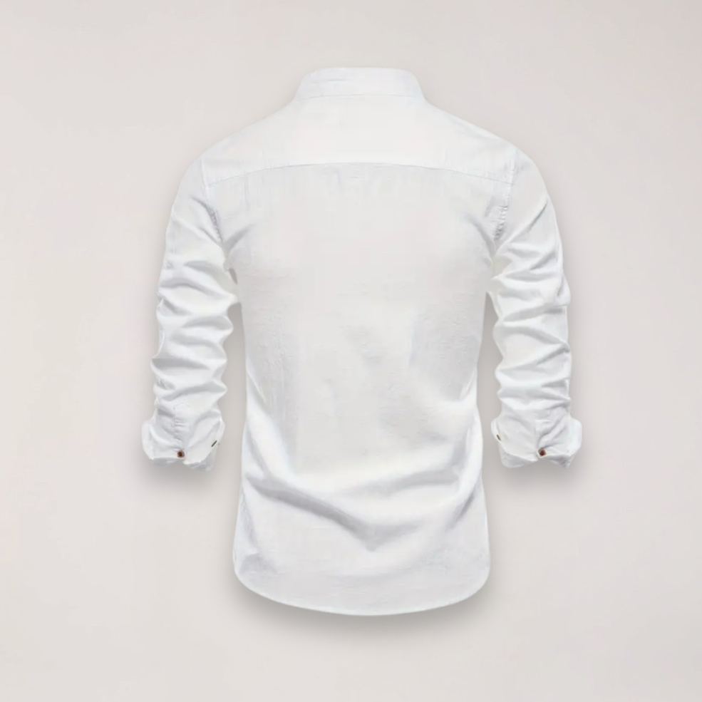 Men's Stand Collar Shirt – Long Sleeve Mandarin Collar Shirt