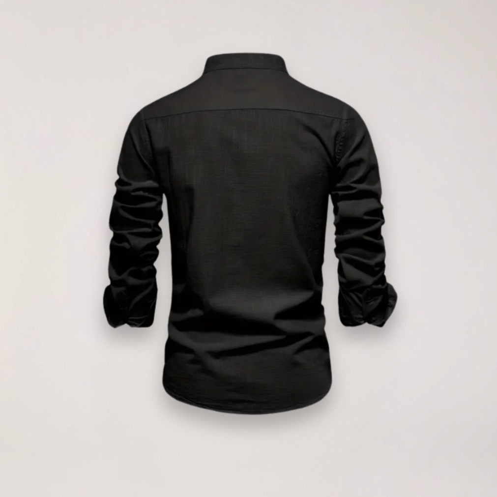 Men's Stand Collar Shirt – Long Sleeve Mandarin Collar Shirt
