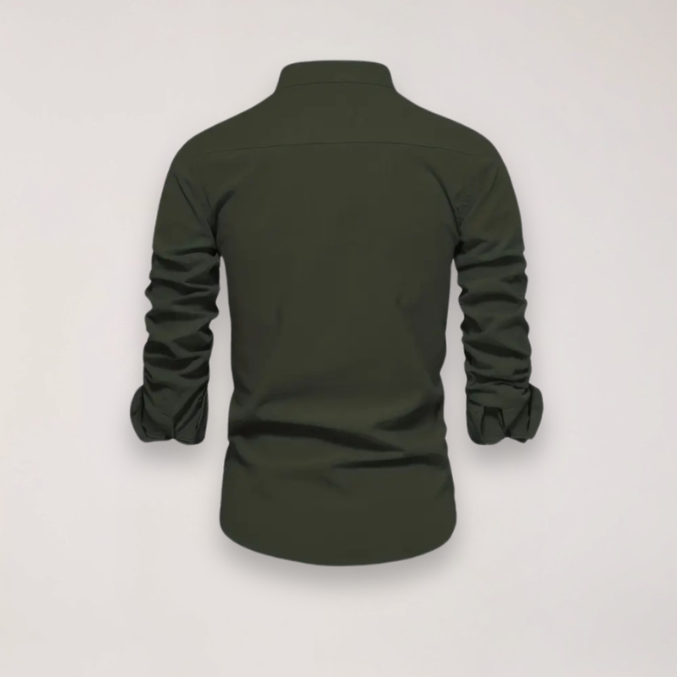 Men's Stand Collar Shirt – Long Sleeve Mandarin Collar Shirt