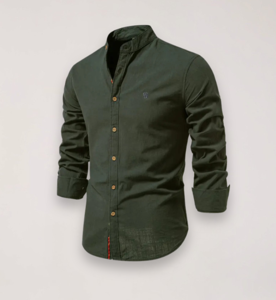 Men's Stand Collar Shirt in Army green