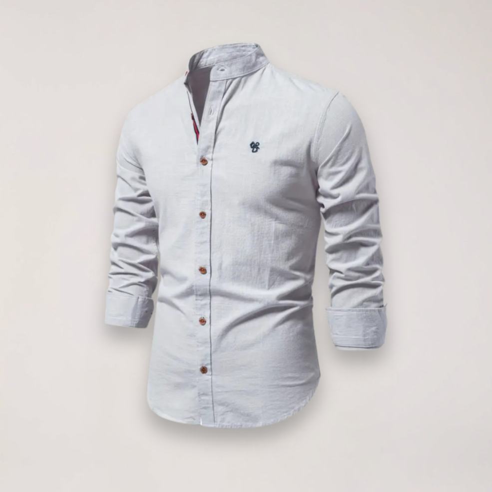 Men's Stand Collar Shirt in Grey