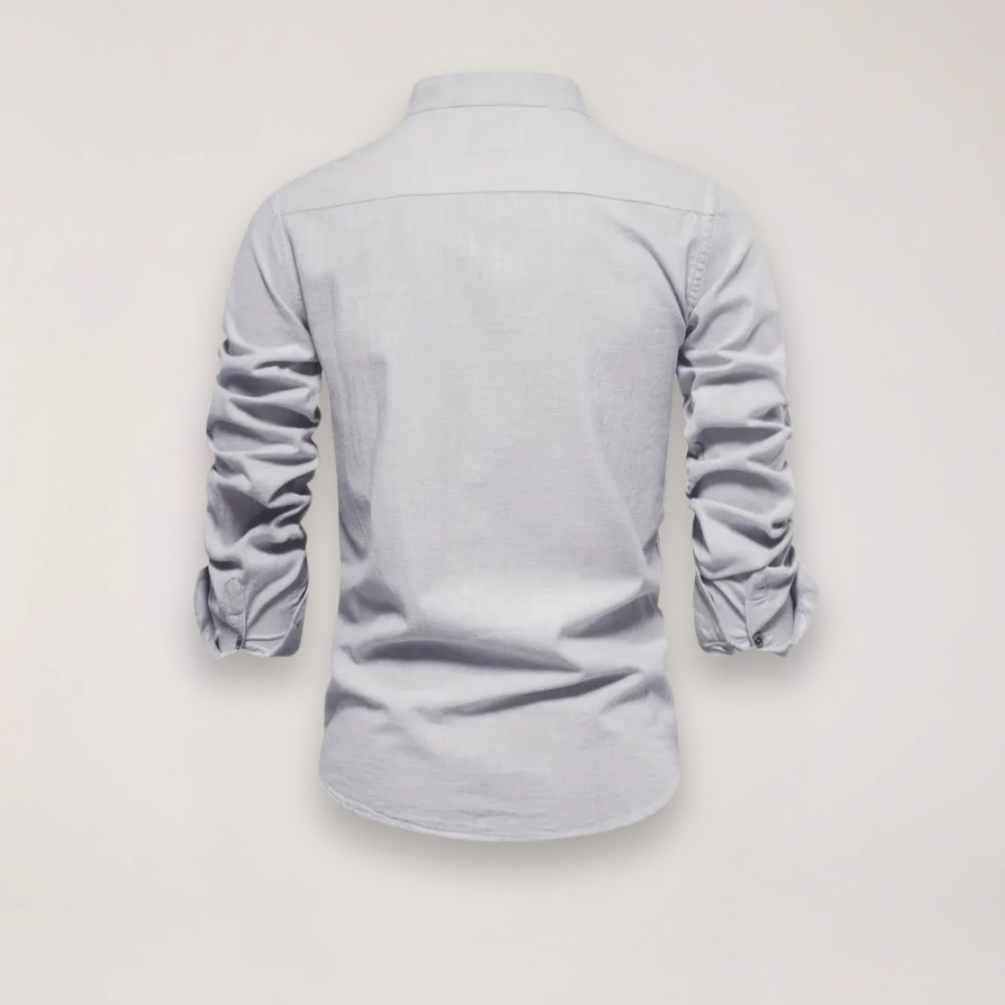 Men's Stand Collar Shirt – Long Sleeve Mandarin Collar Shirt