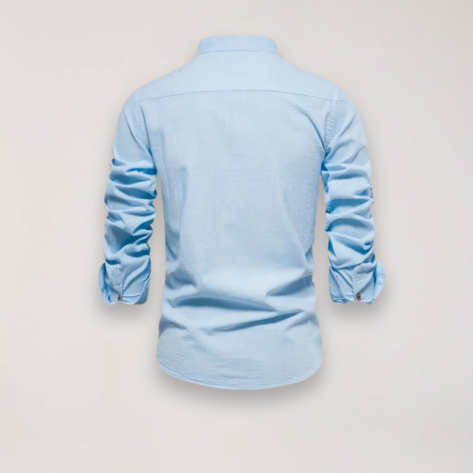 Men's Stand Collar Shirt – Long Sleeve Mandarin Collar Shirt