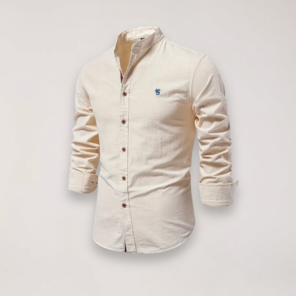 Men's Stand Collar Shirt in Apricot