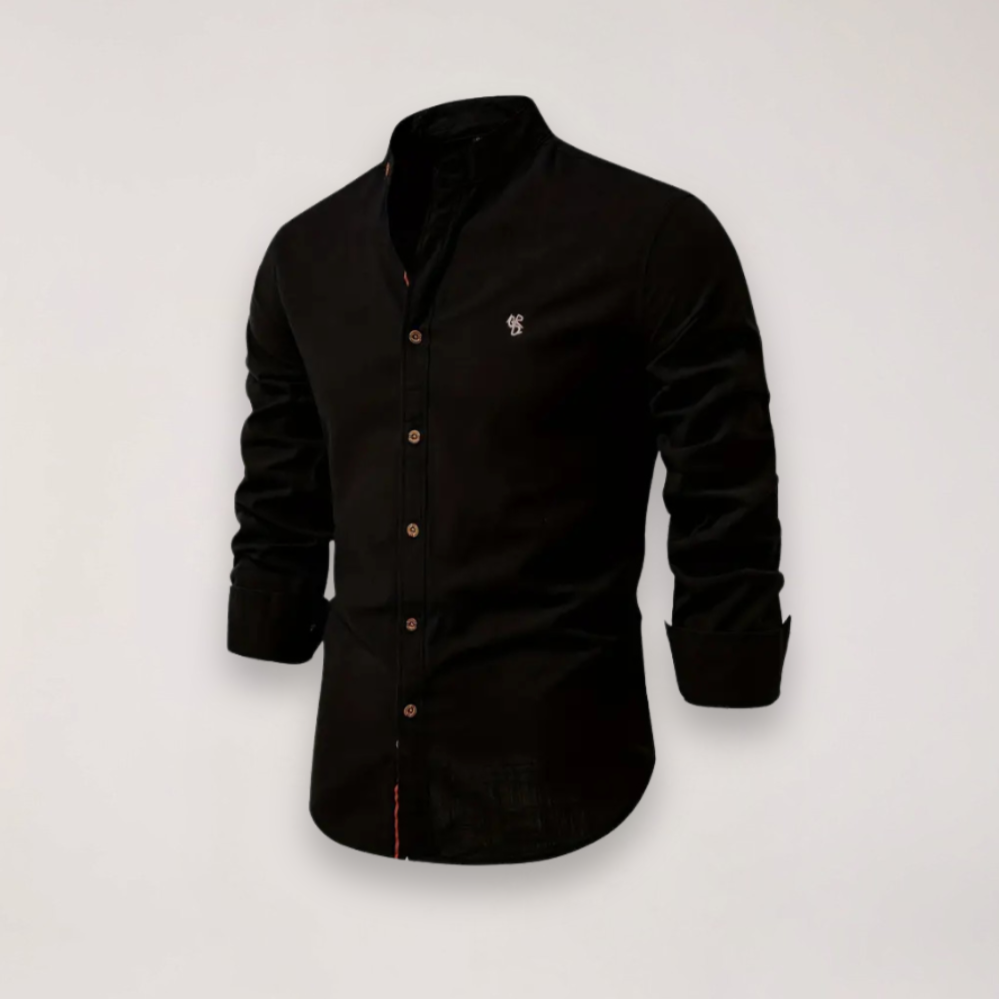Men's Stand Collar Shirt in Black