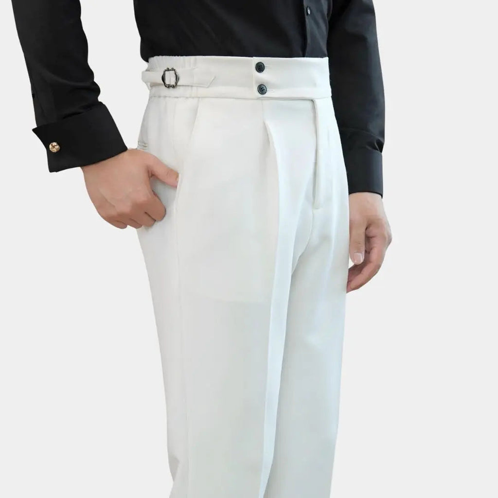 Men's High Waist Gurkha Trousers – Pleated Trousers with Side Adjusters
