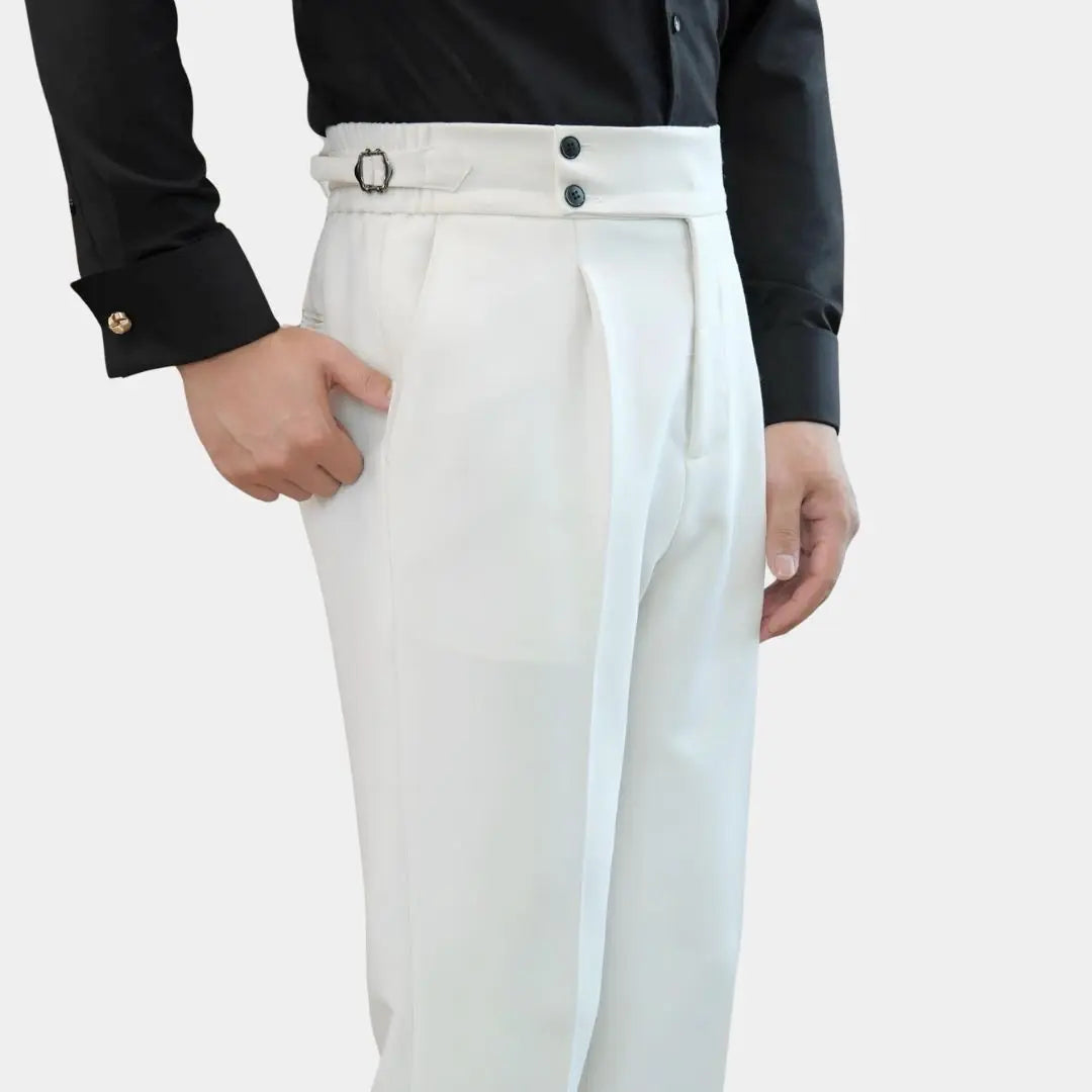 Men's High Waist Gurkha Trousers – Pleated Trousers with Side Adjusters