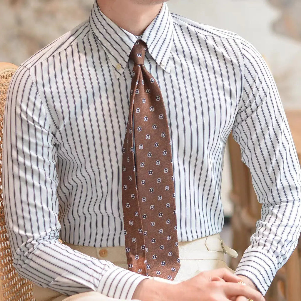 Men's Striped Button-Down Shirt – Long Sleeve Bengal Stripe Dress Shirt