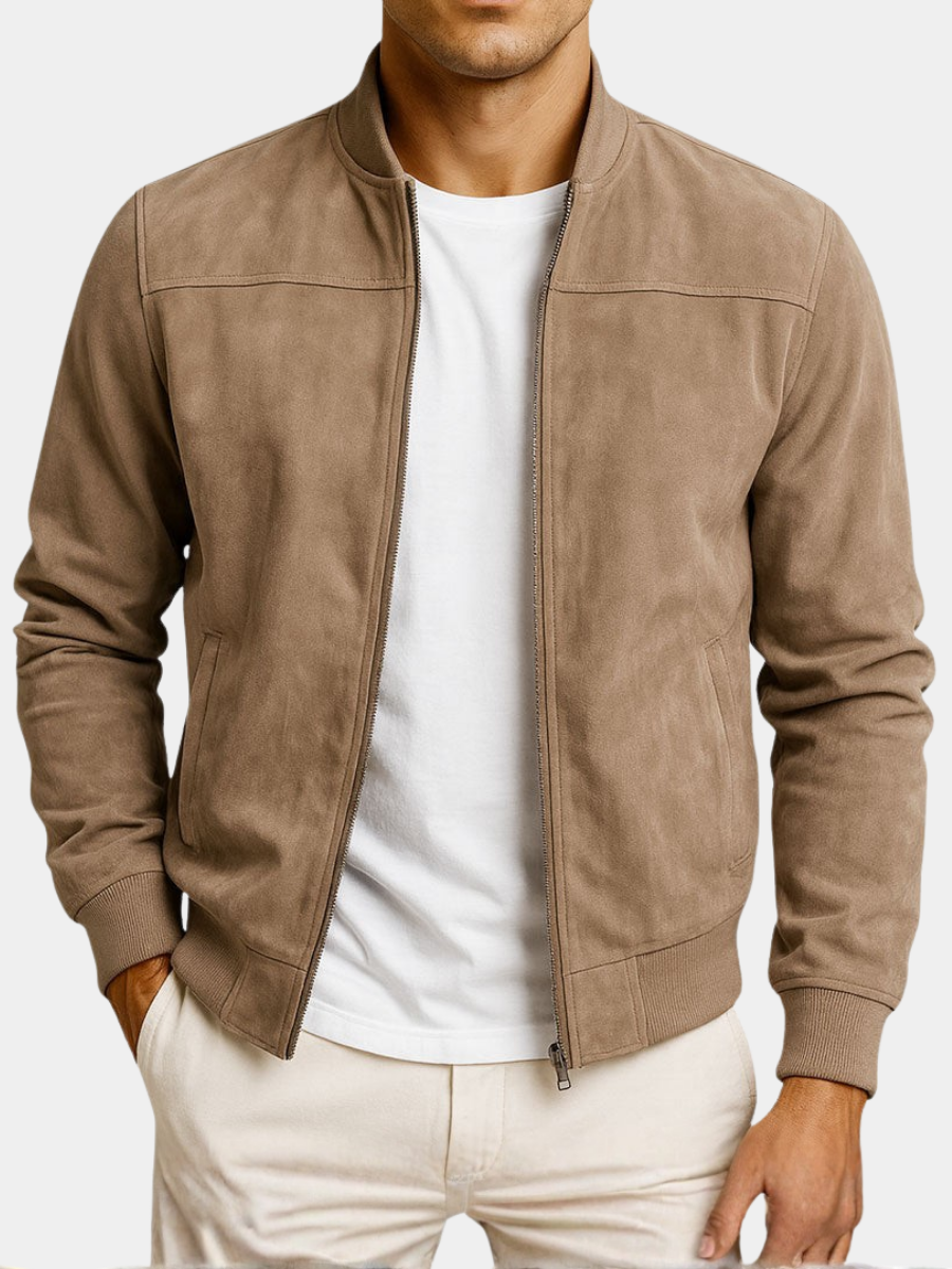 Men's Bomber Jacket Stand Collar Zip Comfortable Modern Fit