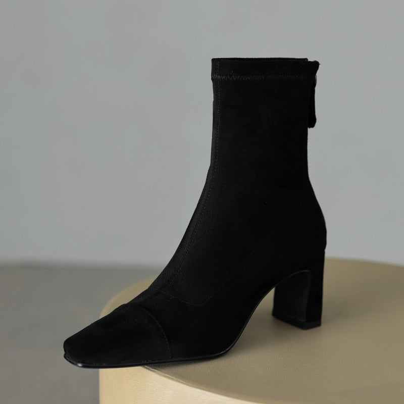 Women's Mid Calf Boots – Sarona Rounded Toe with Curved Heel
