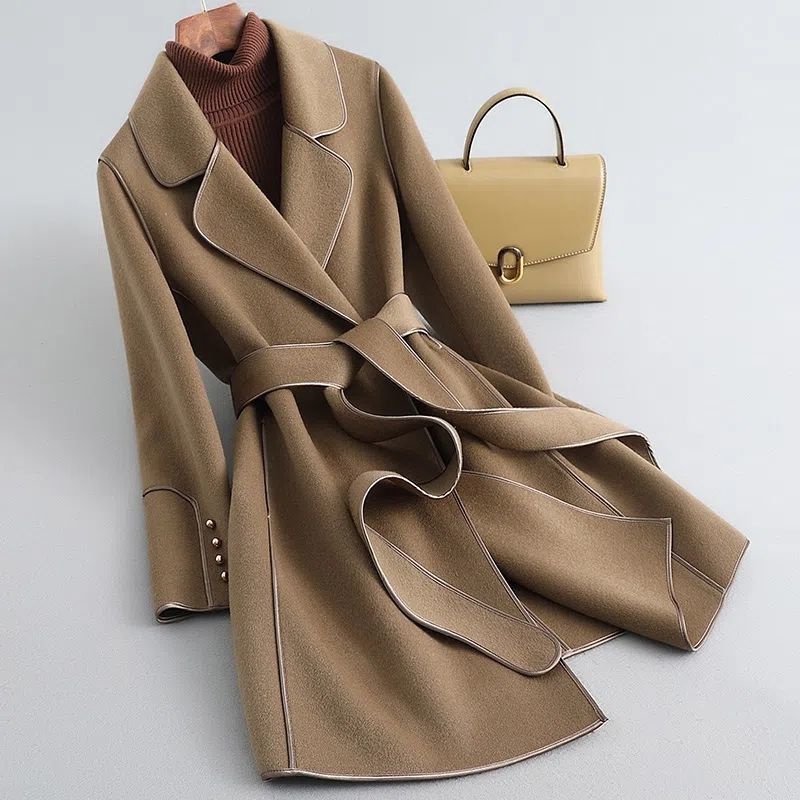 Women's Belted Wrap Coat – Amara Longline Coat with Tie Waist