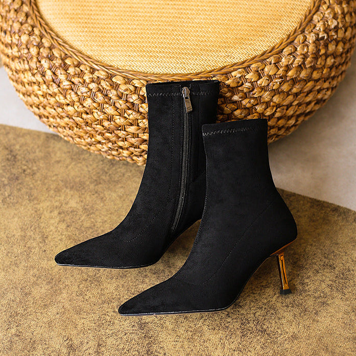 Women's Suede Ankle Boots – Jade Pointed Toe with Stiletto Heel