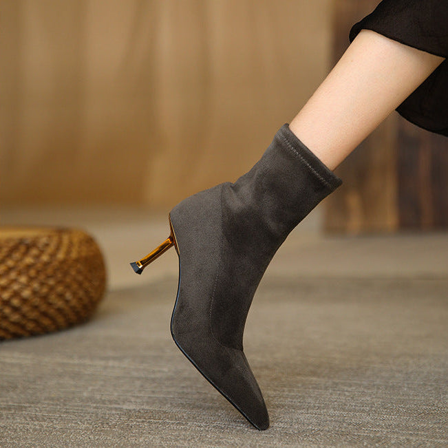 Women's Suede Ankle Boots – Jade Pointed Toe with Stiletto Heel