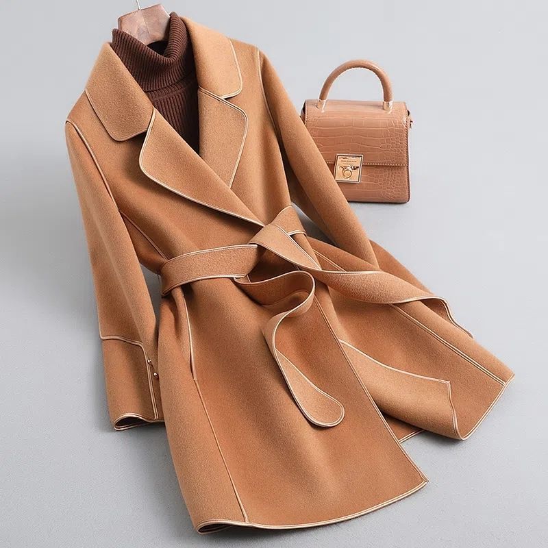 Women's Belted Wrap Coat – Amara Longline Coat with Tie Waist
