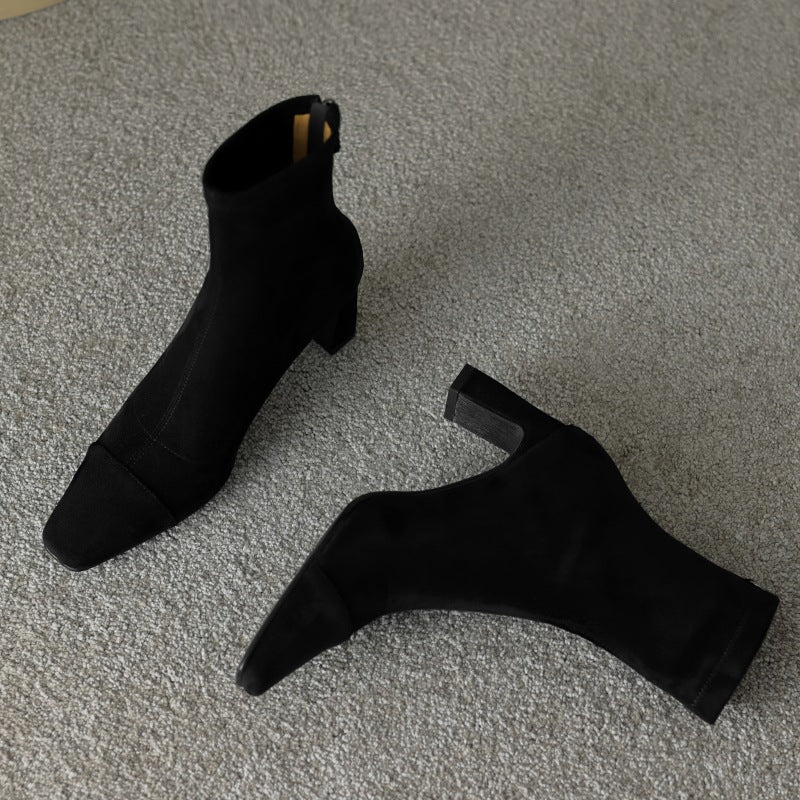 Women's Mid Calf Boots – Sarona Rounded Toe with Curved Heel