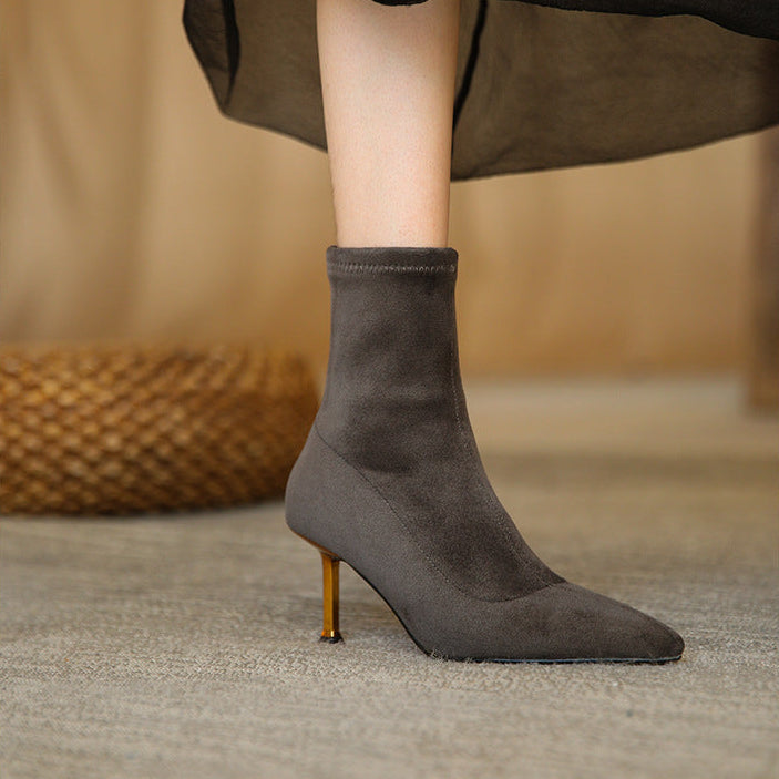 Women's Suede Ankle Boots – Jade Pointed Toe with Stiletto Heel