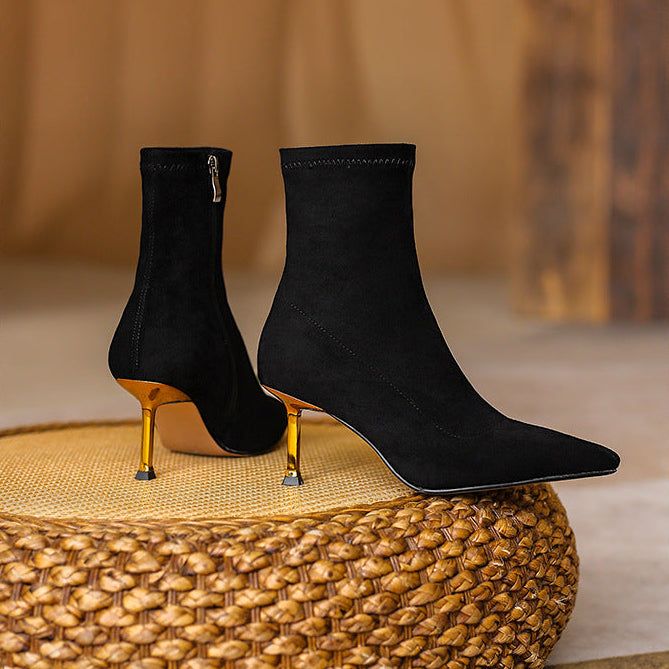 Women's Suede Ankle Boots – Jade Pointed Toe with Stiletto Heel