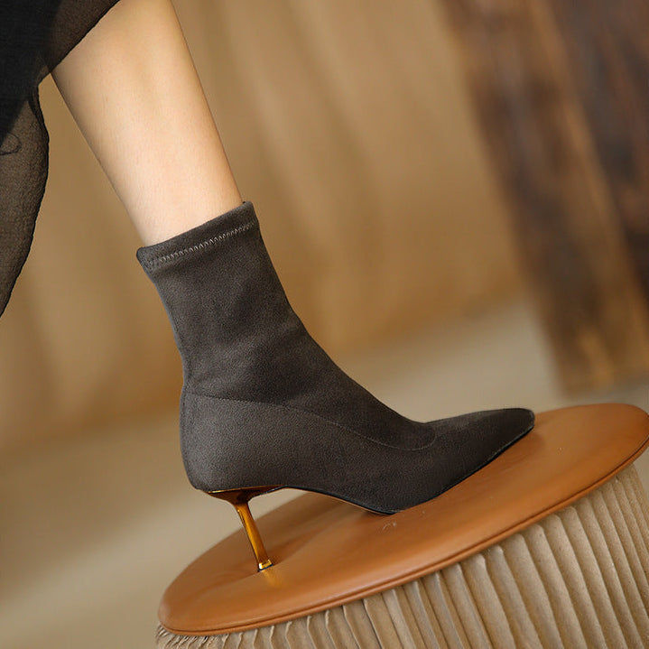 Women's Suede Ankle Boots – Jade Pointed Toe with Stiletto Heel