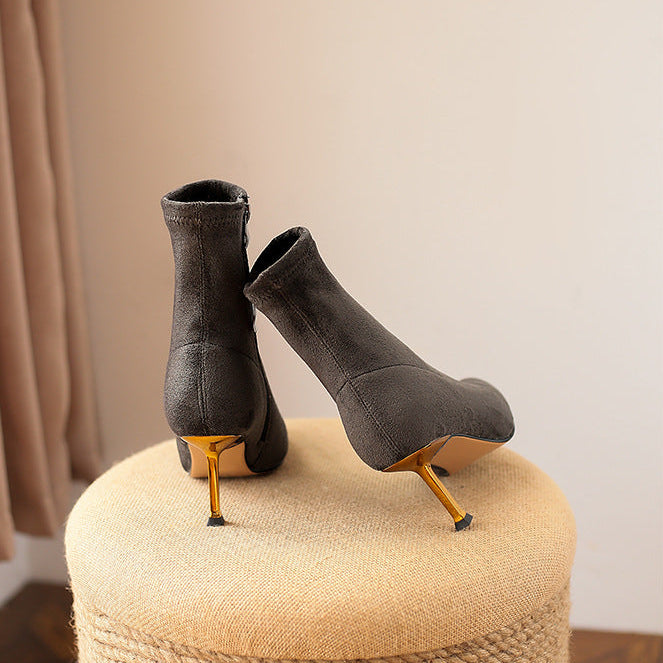 Women's Suede Ankle Boots – Jade Pointed Toe with Stiletto Heel
