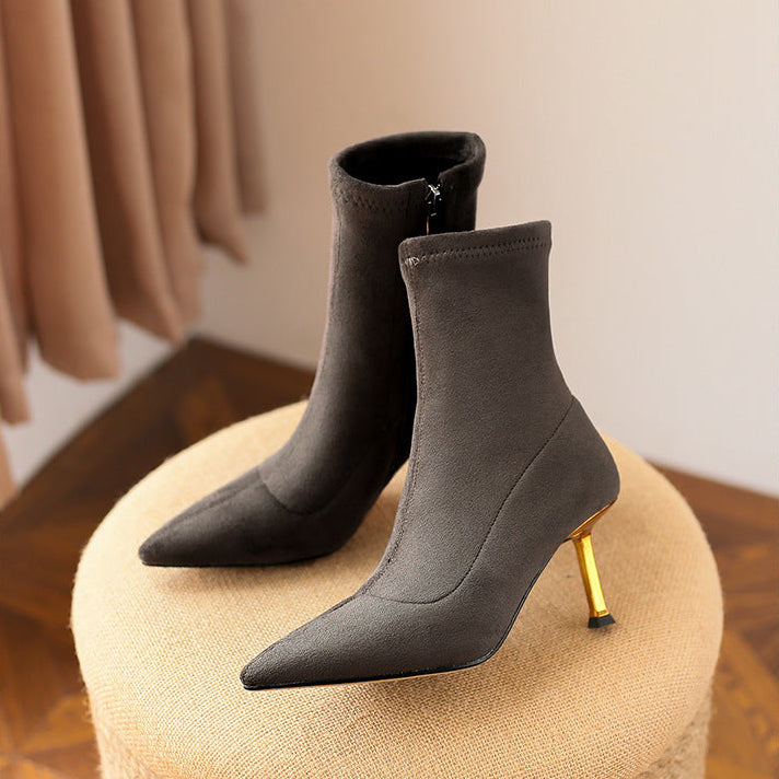 Women's Suede Ankle Boots – Jade Pointed Toe with Stiletto Heel