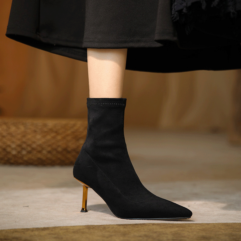 Women's Suede Ankle Boots – Jade Pointed Toe with Stiletto Heel