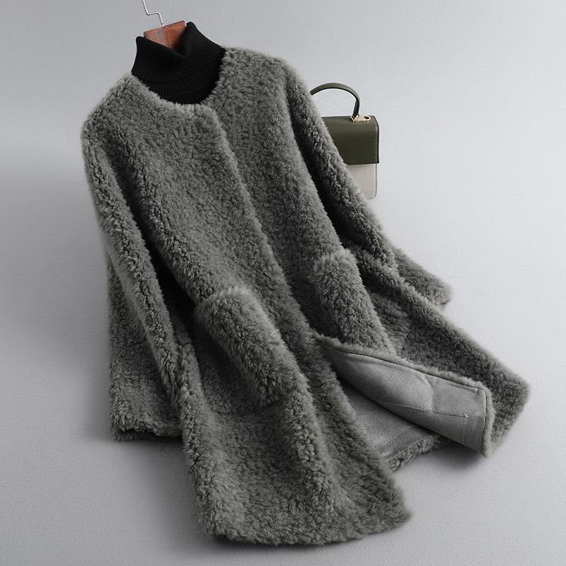 Women's Teddy Coat – Celeste Collarless Longline Faux Shearling Coat