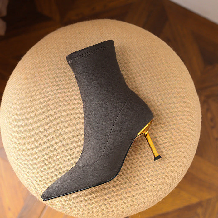 Women's Suede Ankle Boots – Jade Pointed Toe with Stiletto Heel