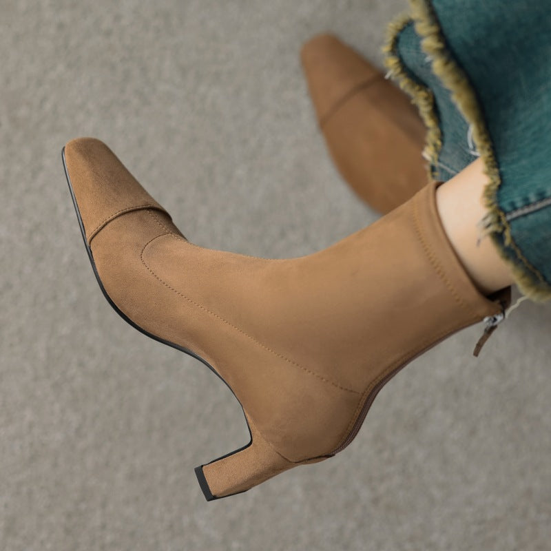 Women's Mid Calf Boots – Sarona Rounded Toe with Curved Heel