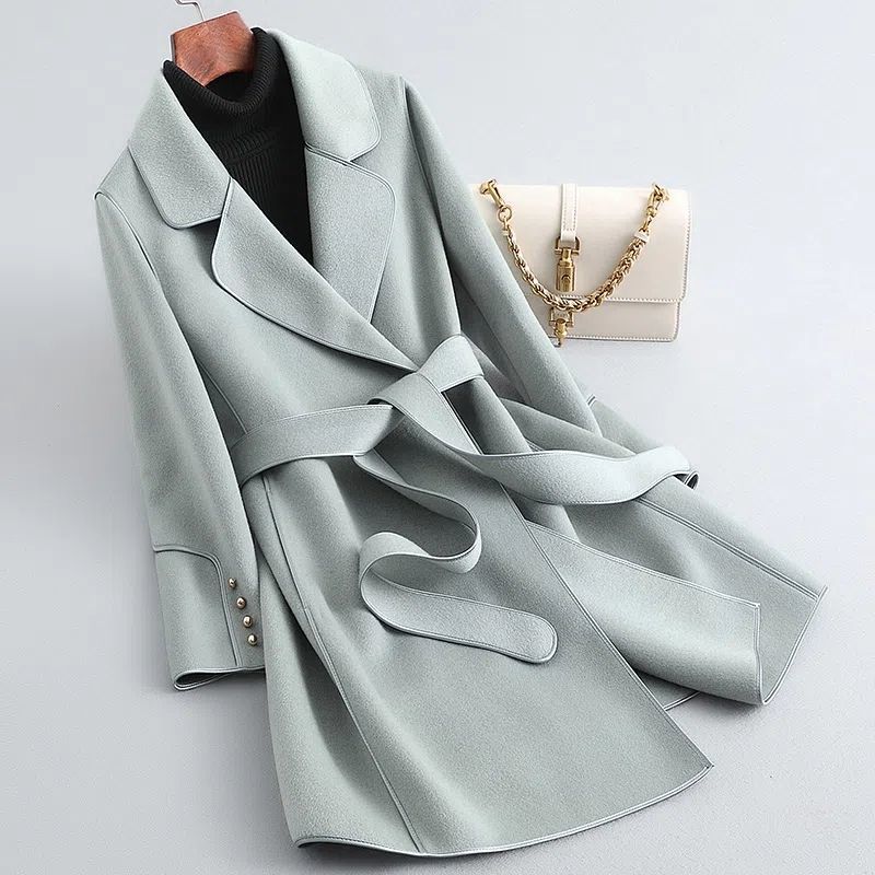 Women's Belted Wrap Coat – Amara Longline Coat with Tie Waist