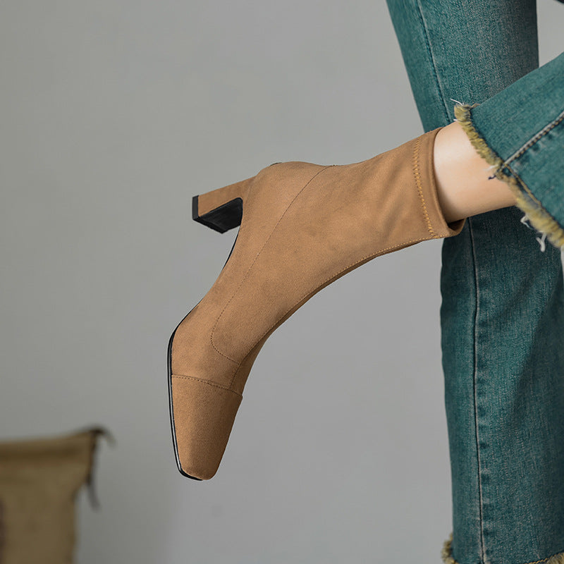 Women's Mid Calf Boots – Sarona Rounded Toe with Curved Heel