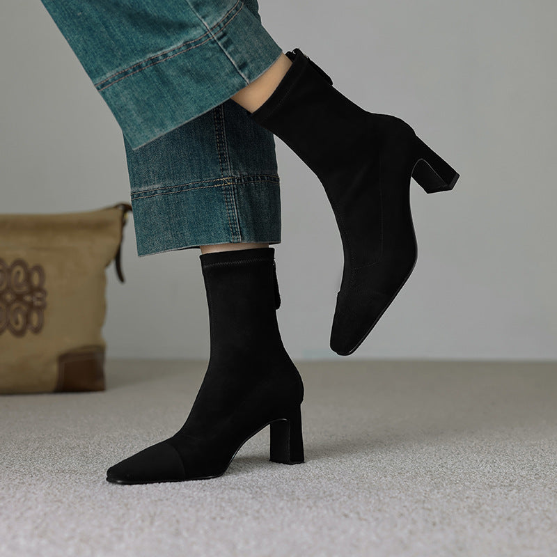Women's Mid Calf Boots – Sarona Rounded Toe with Curved Heel