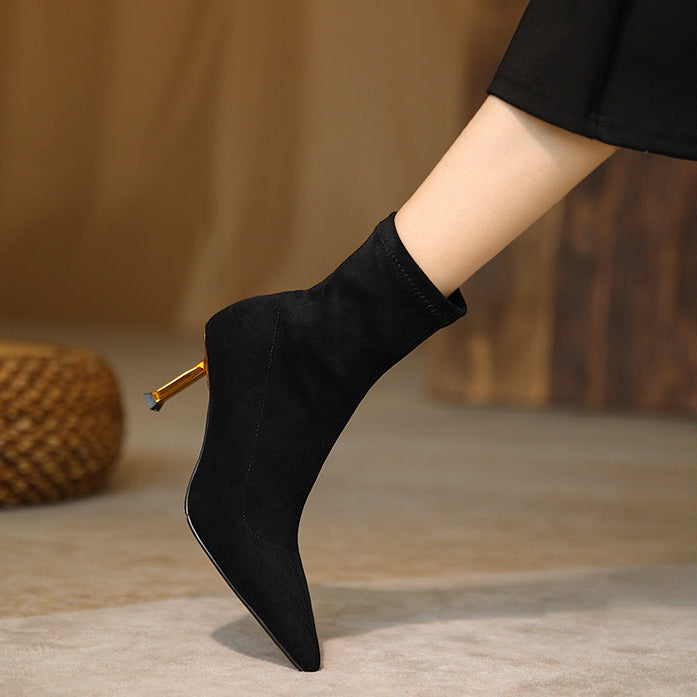 Women's Suede Ankle Boots – Jade Pointed Toe with Stiletto Heel