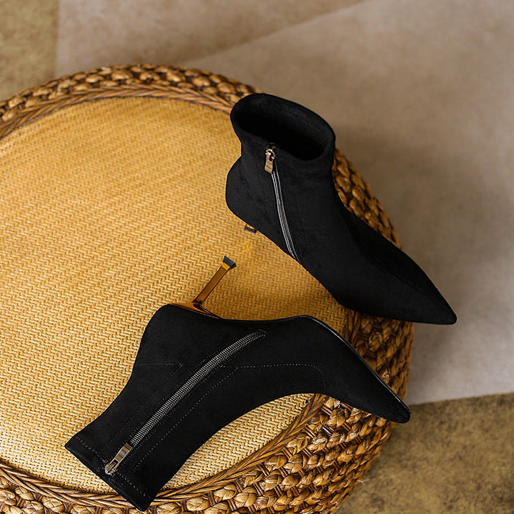 Women's Suede Ankle Boots – Jade Pointed Toe with Stiletto Heel