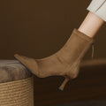 Women's Suede Ankle Boots – Corvella Pointed Toe with Slim Heel