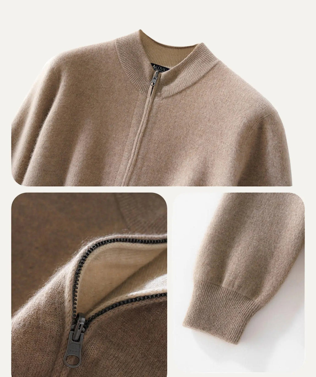 Men's Knitted Zip Jacket – Wool and Cashmere Blend
