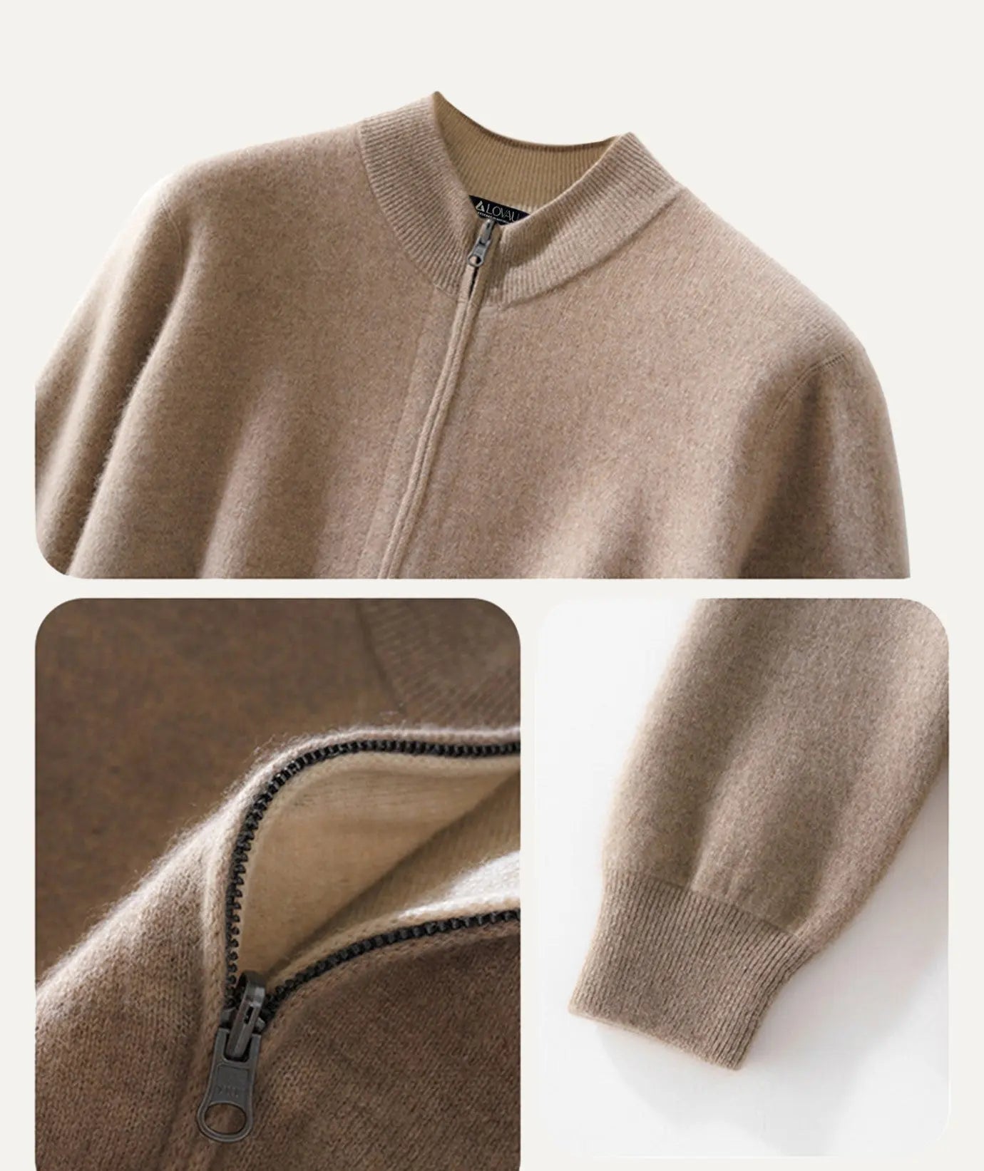 Men's Knitted Zip Jacket – Wool and Cashmere Blend