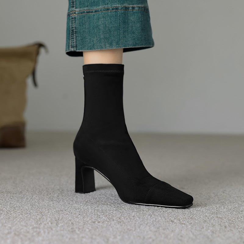 Women's Mid Calf Boots – Sarona Rounded Toe with Curved Heel