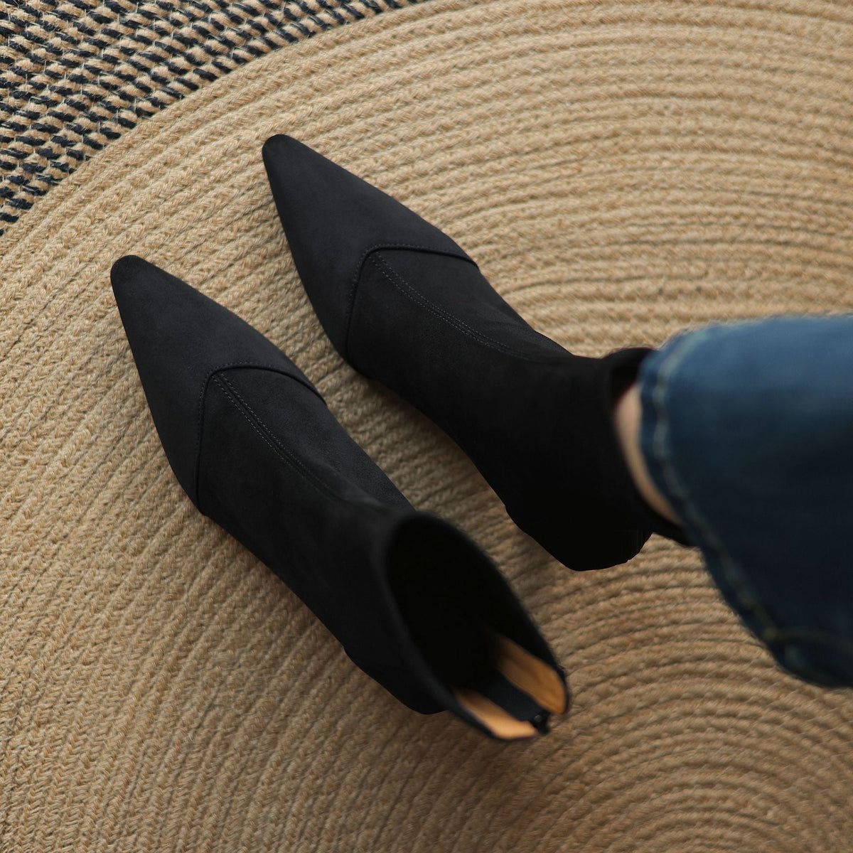 Women's Suede Ankle Boots – Corvella Pointed Toe with Slim Heel