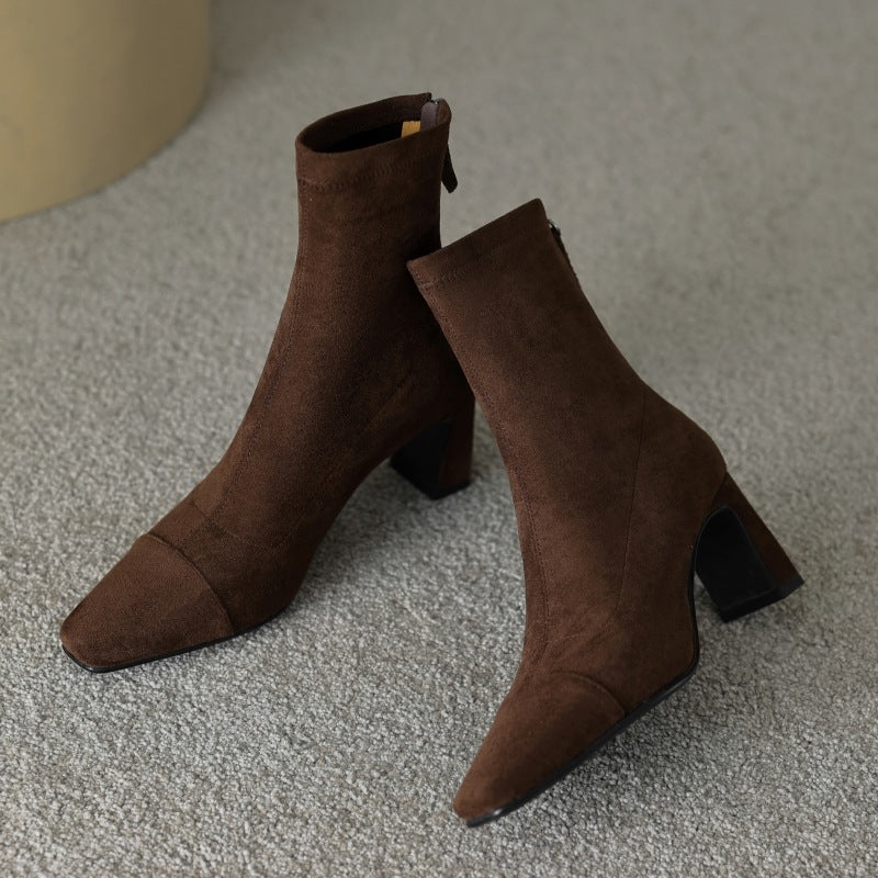 Women's Mid Calf Boots – Sarona Rounded Toe with Curved Heel