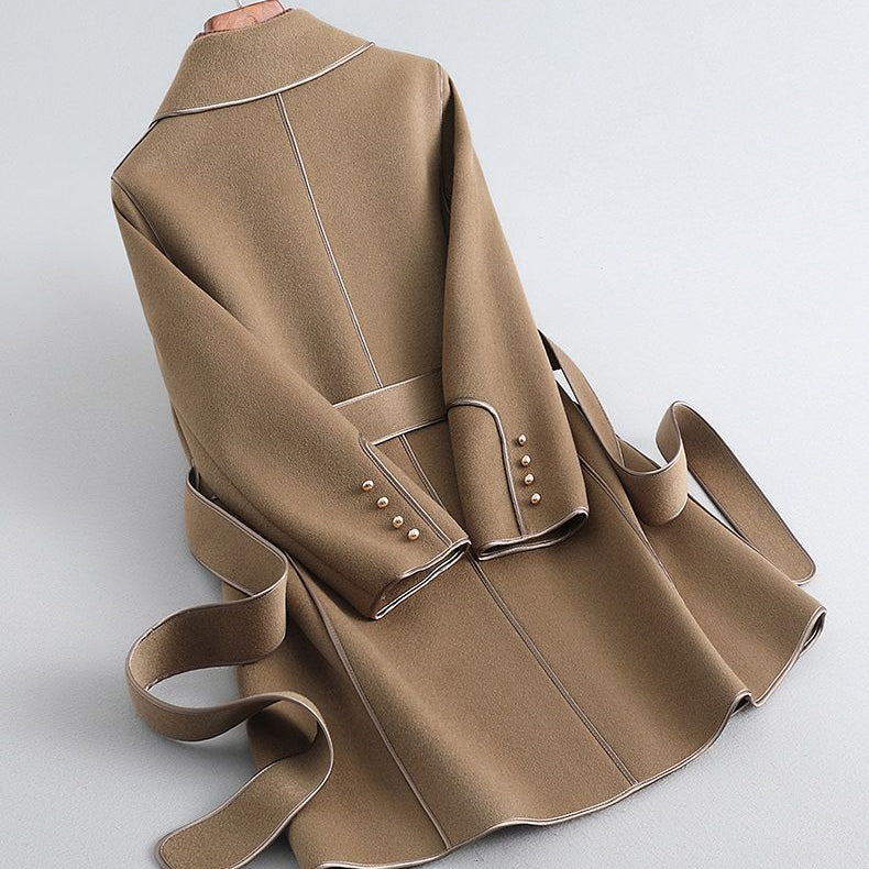 Women's Belted Wrap Coat – Amara Longline Coat with Tie Waist