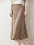 Women's Cable Knit Midi Skirt – High Waist Knitted Skirt